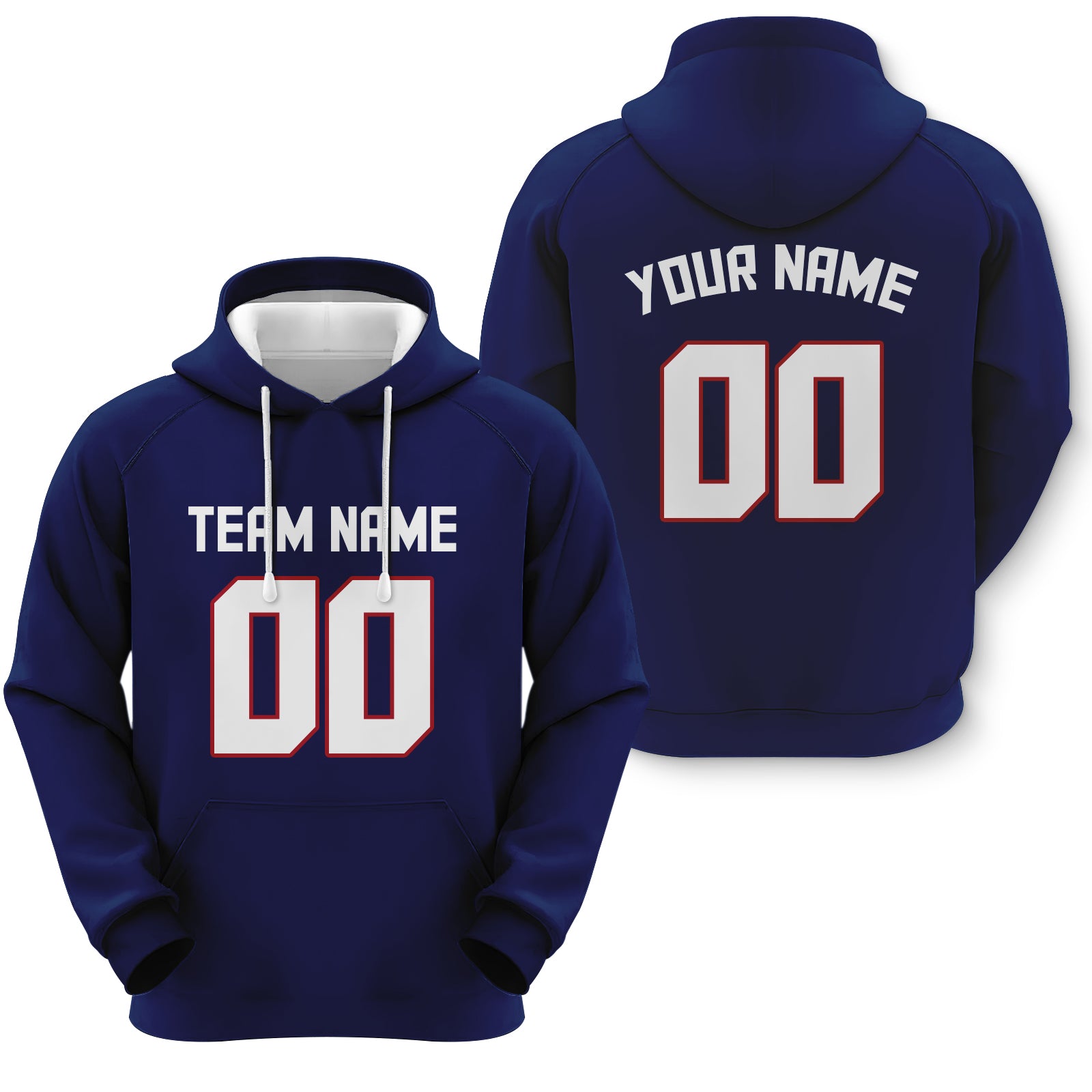 Custom Blue White-Red Sports Pullover  Sweatshirt Football Hoodie