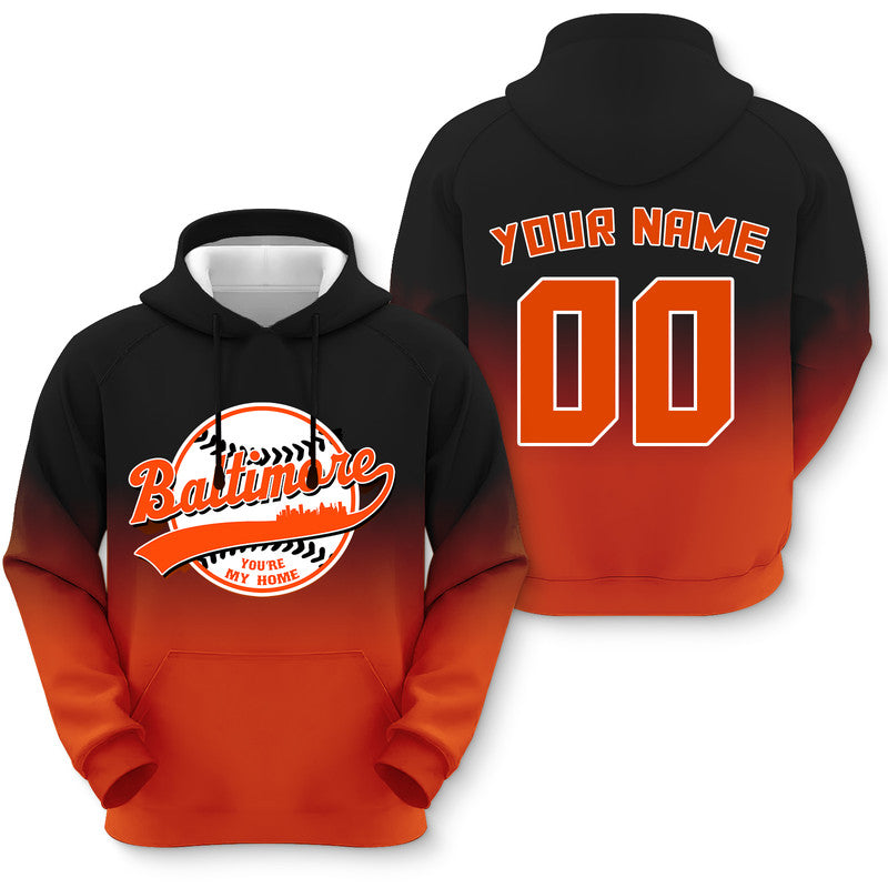 Custom Sports Pullover Sweatshirt Baseball City Baltimore  You're My Home Split Fashion Hoodie