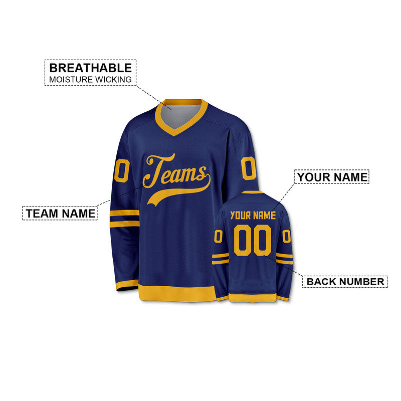 Custom Royal Gold Authentic Hockey Jersey