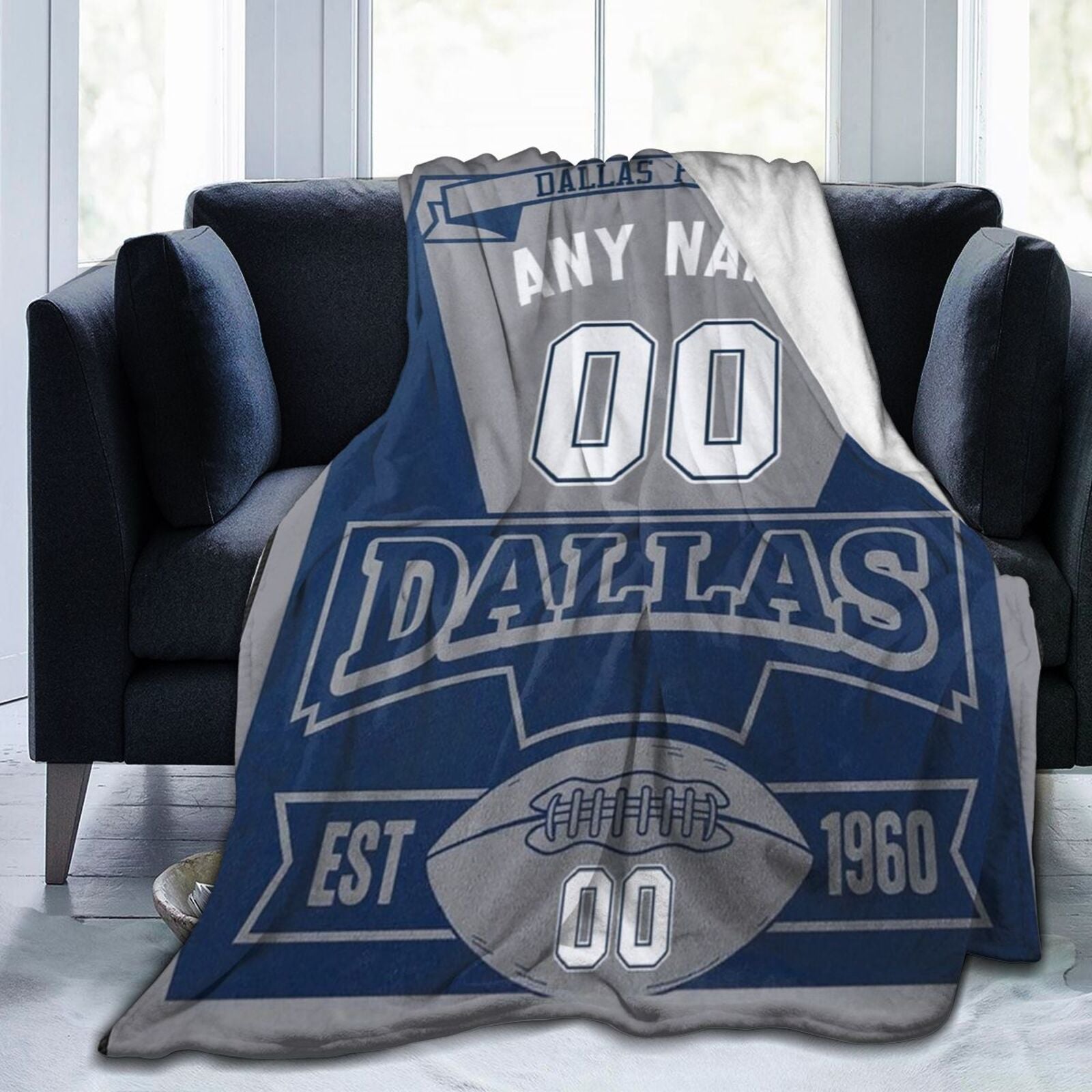 Custom Football City Dallas Fleece Throw Blanket With Name Number for Fans Gifts