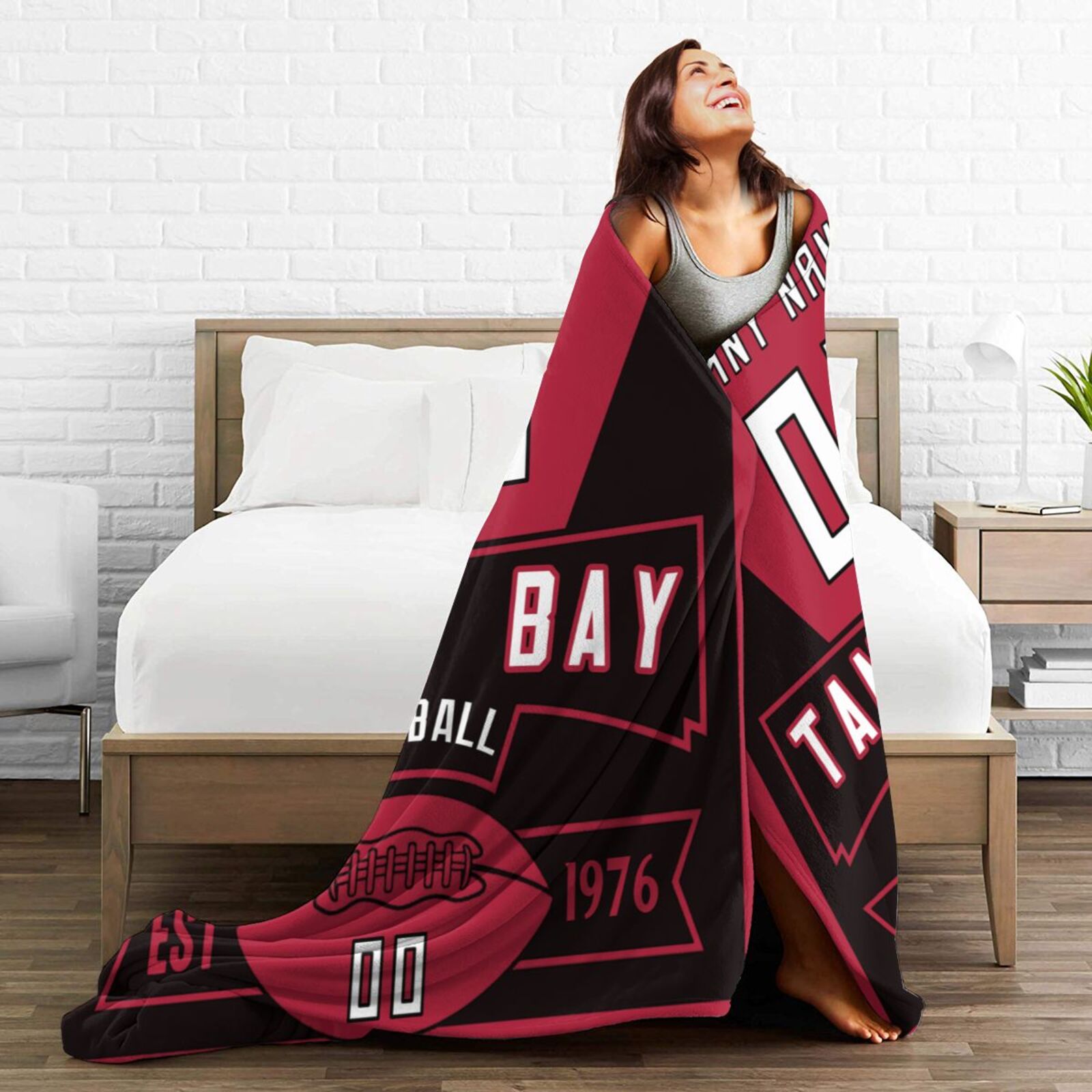 Custom Football City Tampa Bay Fleece Throw Blanket With Name Number for Fans Gifts