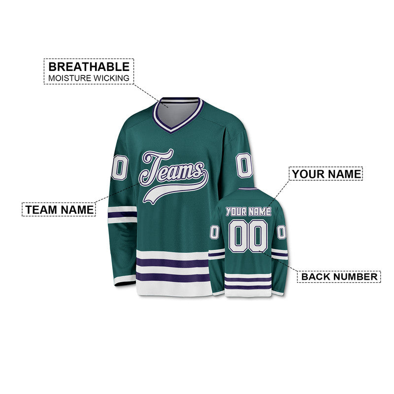 Custom Aqua White-Navy Authentic Hockey Jersey