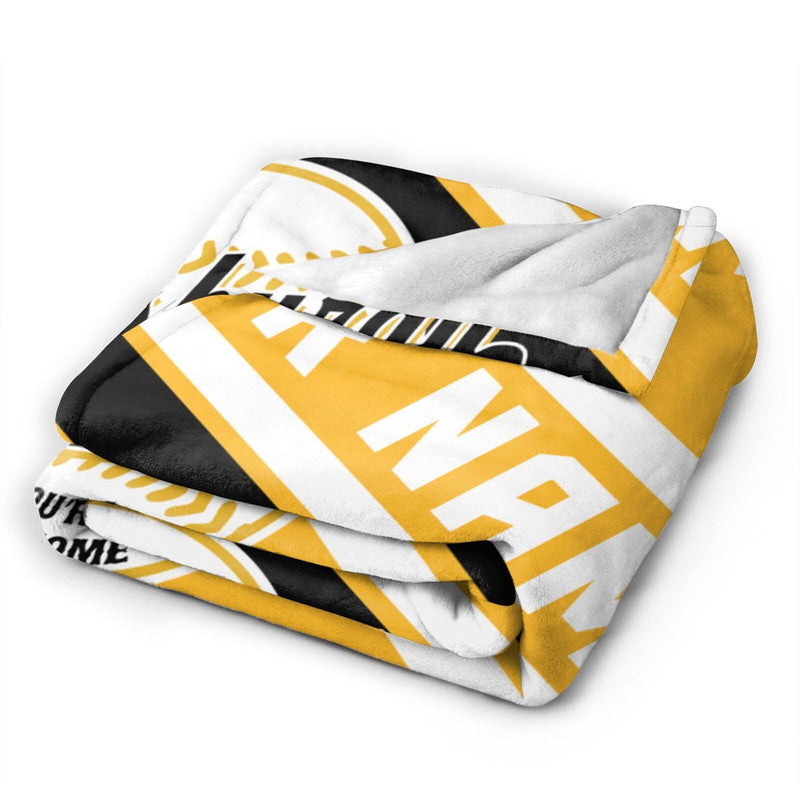 Custom Baseball Pittsburgh  Fleece Throw Blanket With Name Number for Fans Gifts