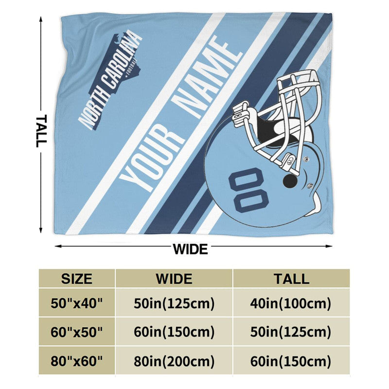 Custom Football North Carolina Fleece Throw Blanket With Name Number for Fans Gifts