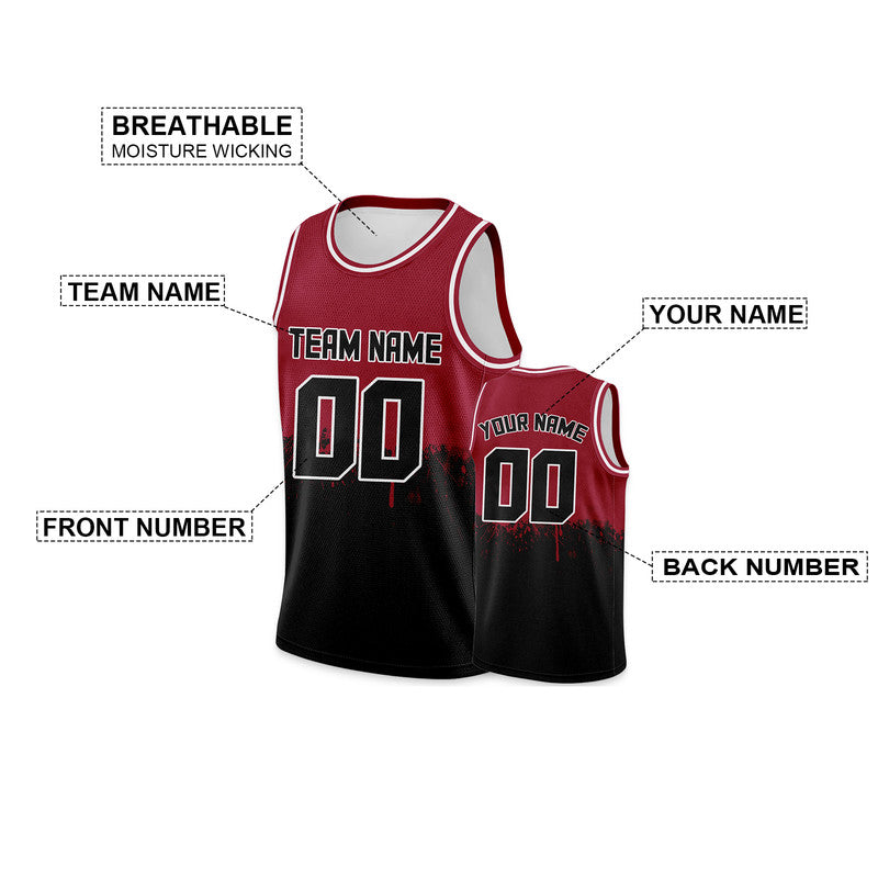 Custom Red Black-White Authentic Spilt Fashion Basketball Jersey2