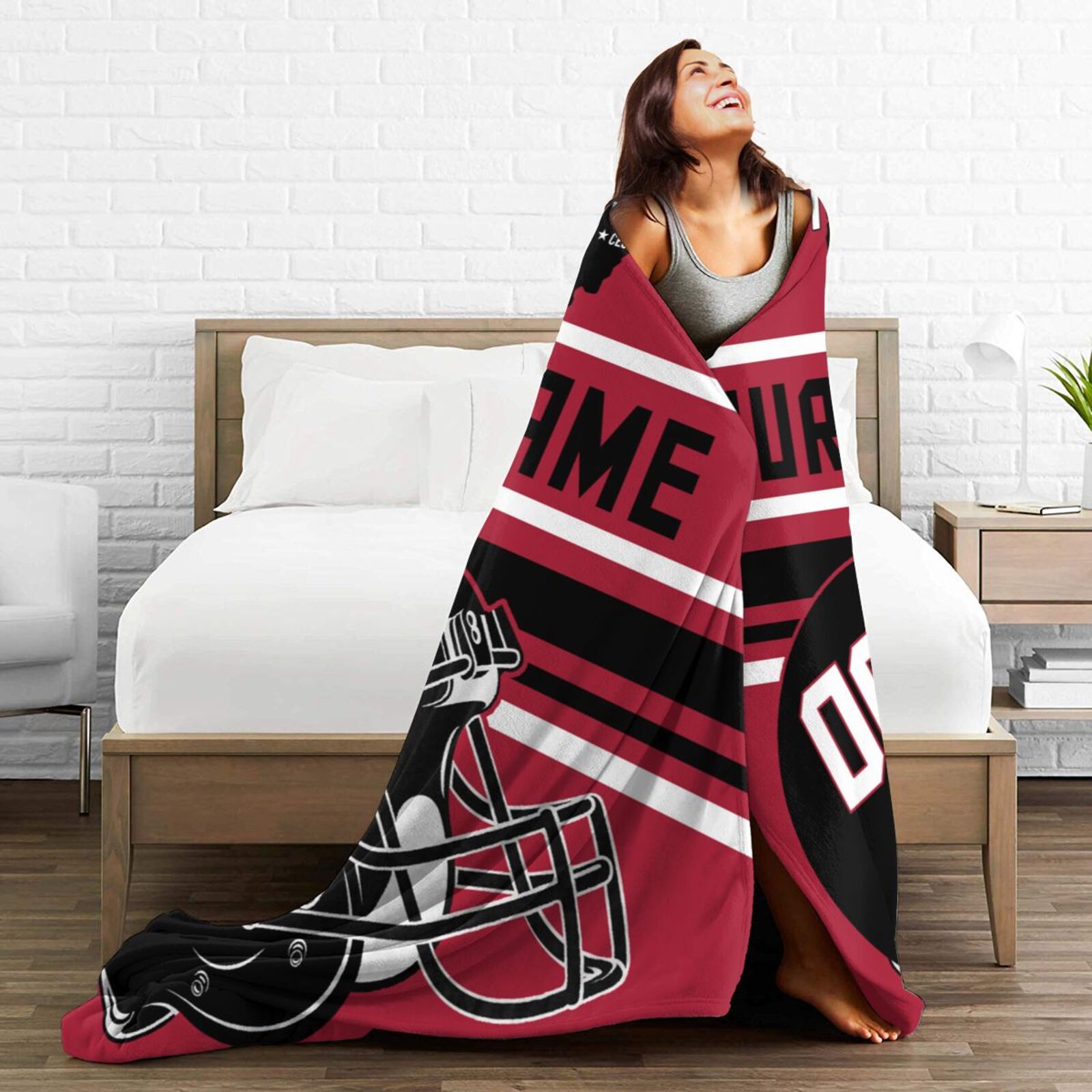 Custom Football City Map Atlanta Fleece Throw Blanket Name Number for Fans Gifts