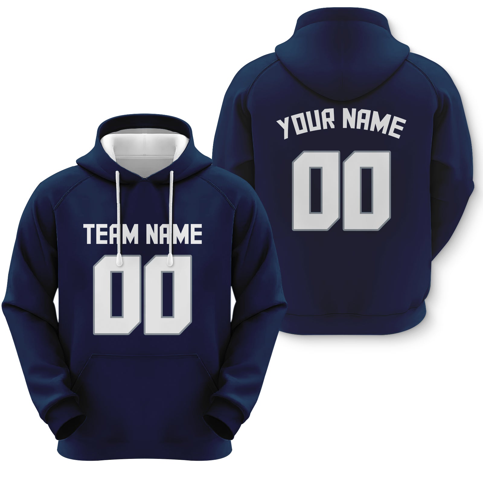 Custom Navy White-Gray Sports Pullover Sweatshirt Football Hoodie1
