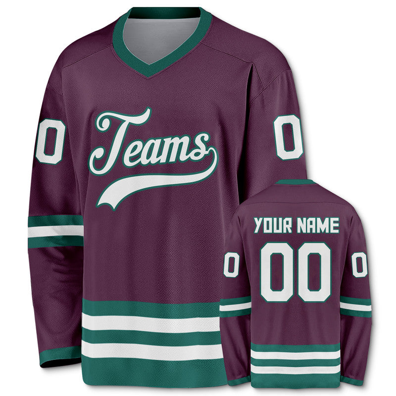 Custom Purple White-Aqua Authentic Hockey Jersey