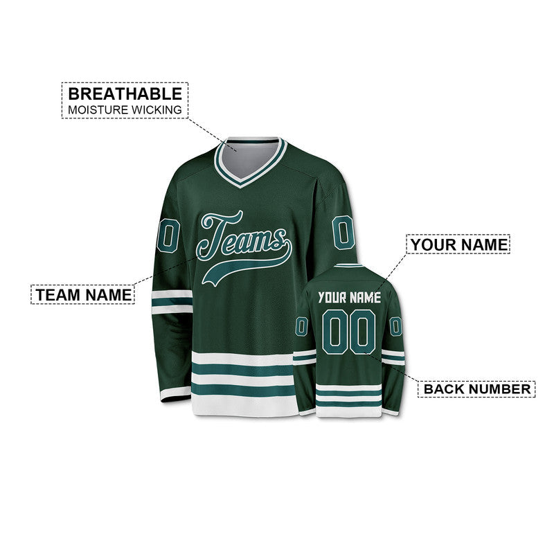 Custom Green Kelly Green-White Authentic Hockey Jersey