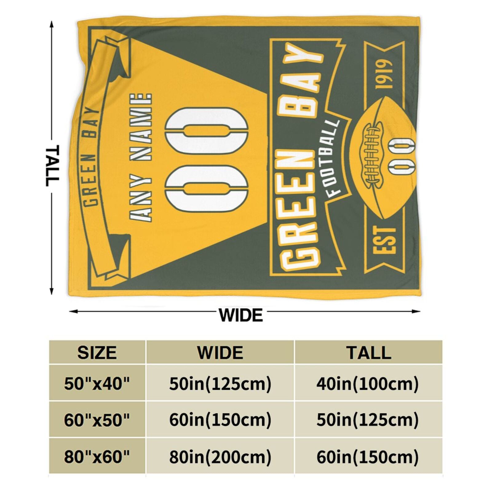 Custom Football City Green Bay Fleece Throw Blanket With Name Number for Fans Gifts