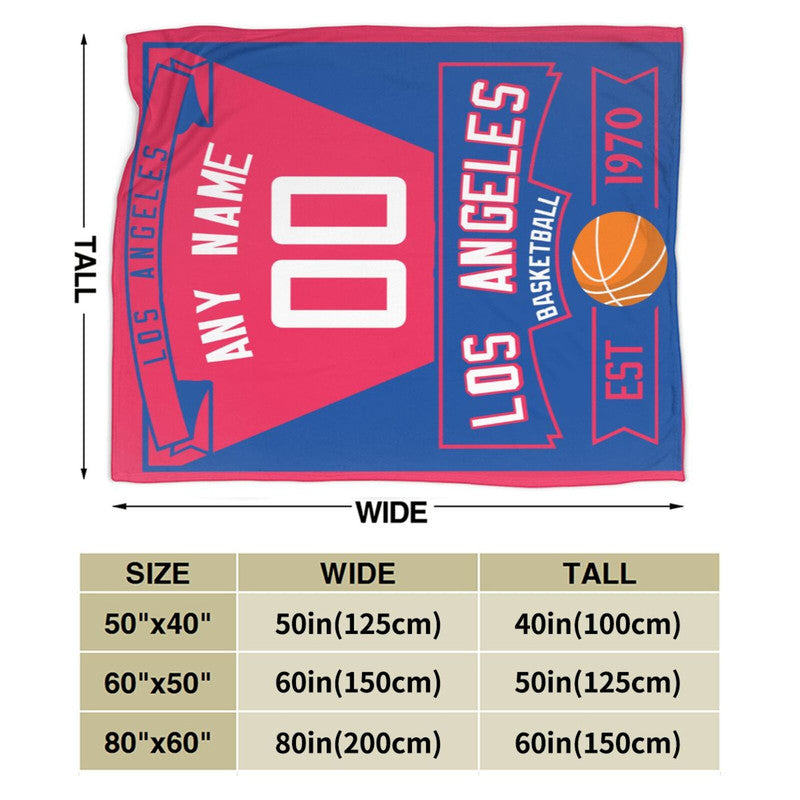 Custom Basketball Los Angeles Fleece Throw Blanket With Name Number for Fans Gifts1