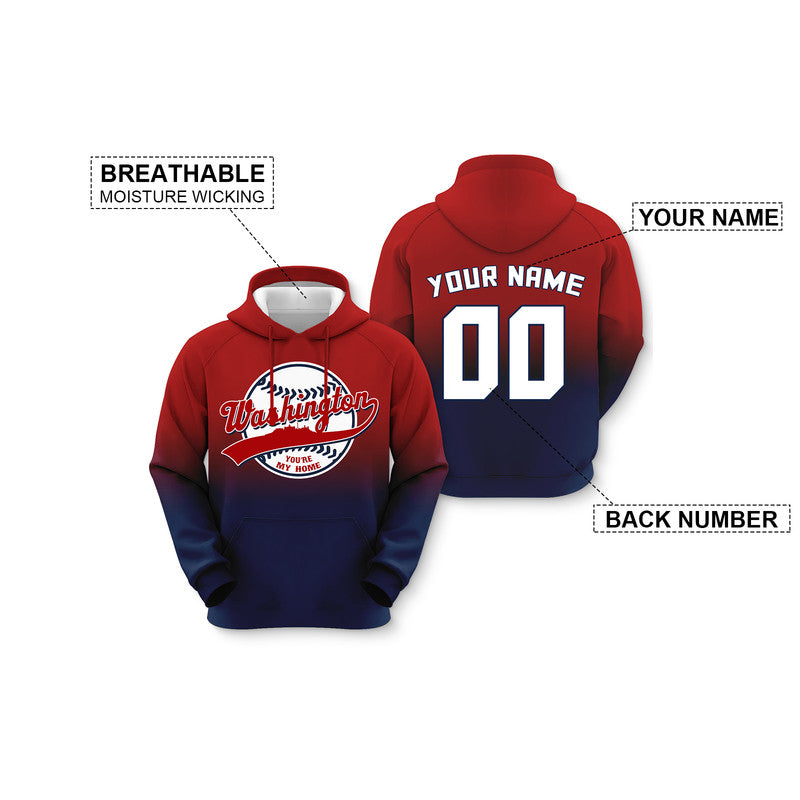 Custom Sports Pullover Sweatshirt Baseball City Washington You're My Home Split Fashion Hoodie