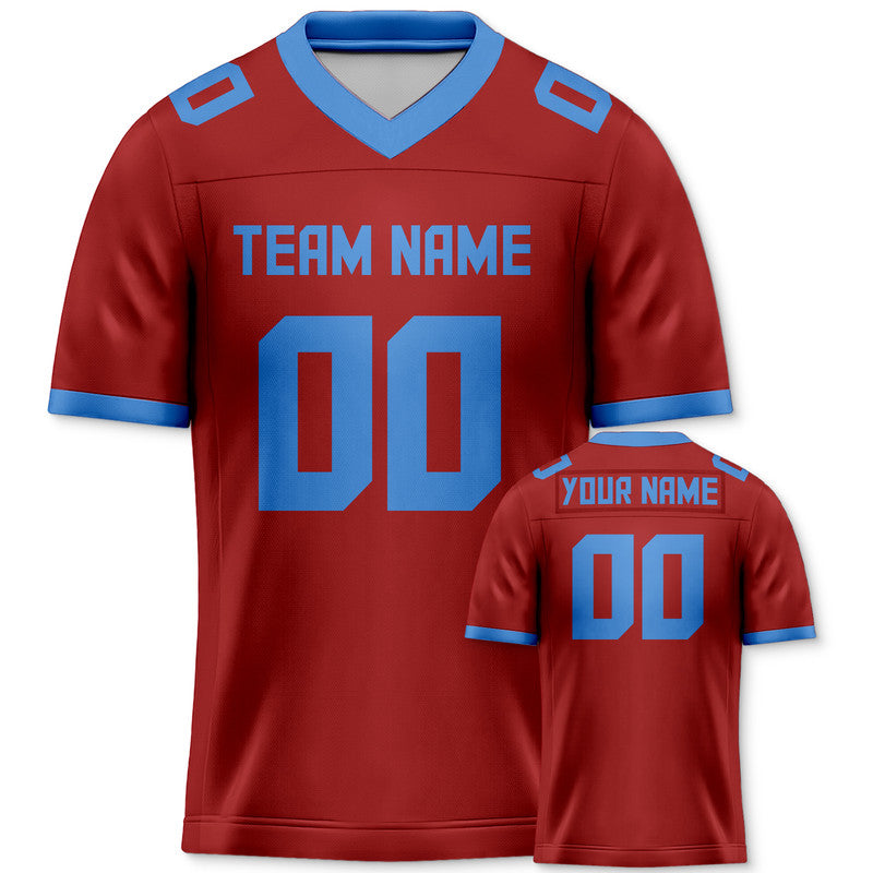 Custom Red Powder Blue Mesh Authentic Football Jersey