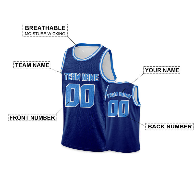 Custom Royal Powder Blue Round Neck Rib-Knit Basketball Jersey