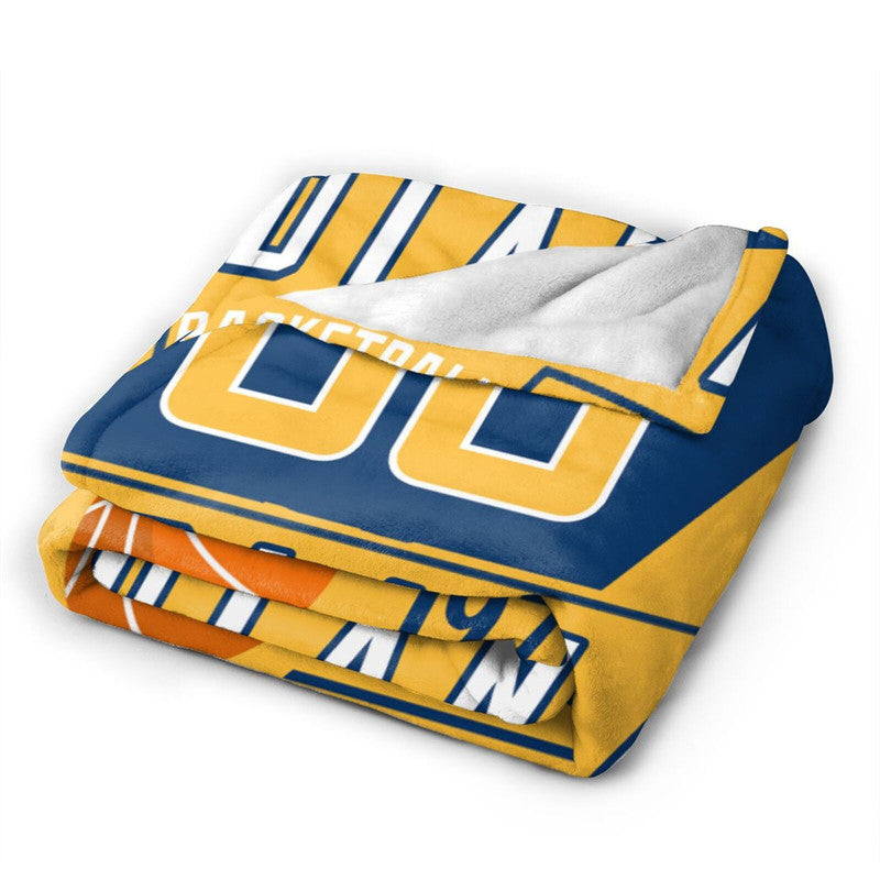 Custom Basketball Indiana  Fleece Throw Blanket With Name Number for Fans Gifts