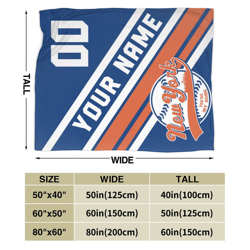 Custom Baseball New York   Fleece Throw Blanket With Name Number for Fans Gifts