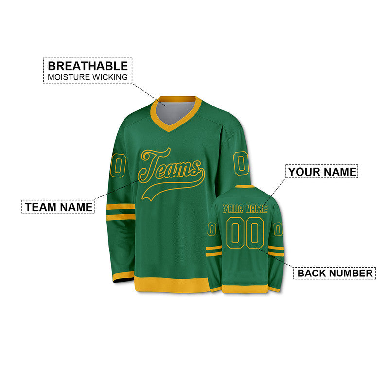 Custom Kelly Green Gold Authentic Hockey Jersey