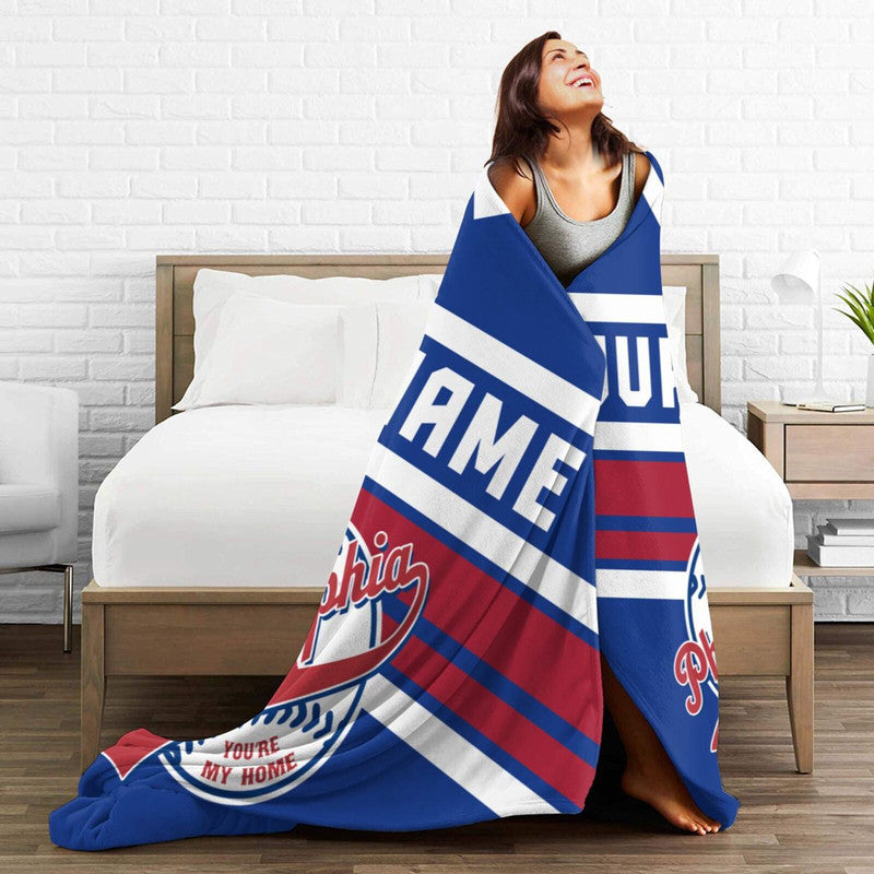 Custom Baseball Philadelphia   Fleece Throw Blanket With Name Number for Fans Gifts
