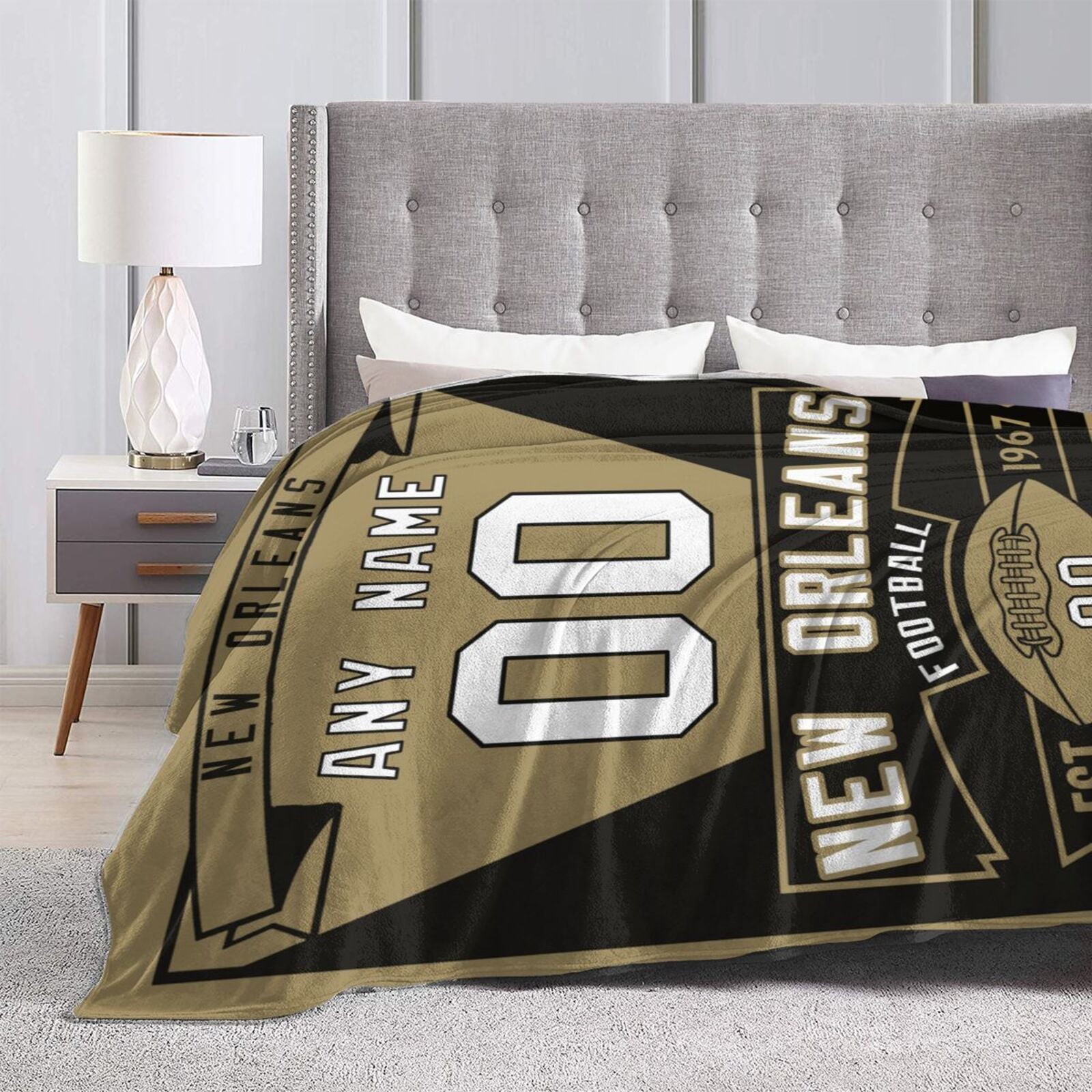 Custom Football City New Orleans Fleece Throw Blanket With Name Number for Fans Gifts