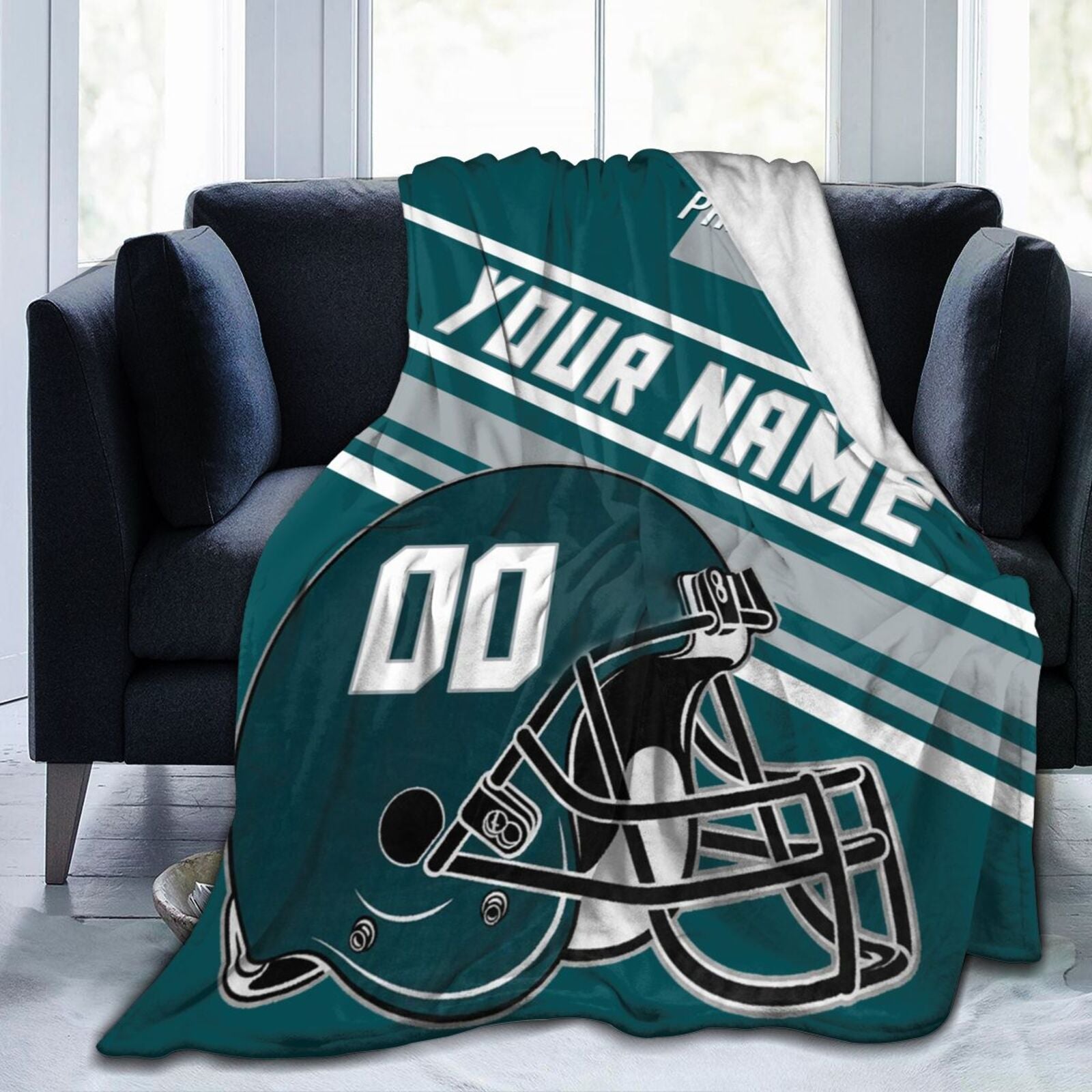Custom Football City Map Philadelphia Fleece Throw Blanket Name Number for Fans Gifts