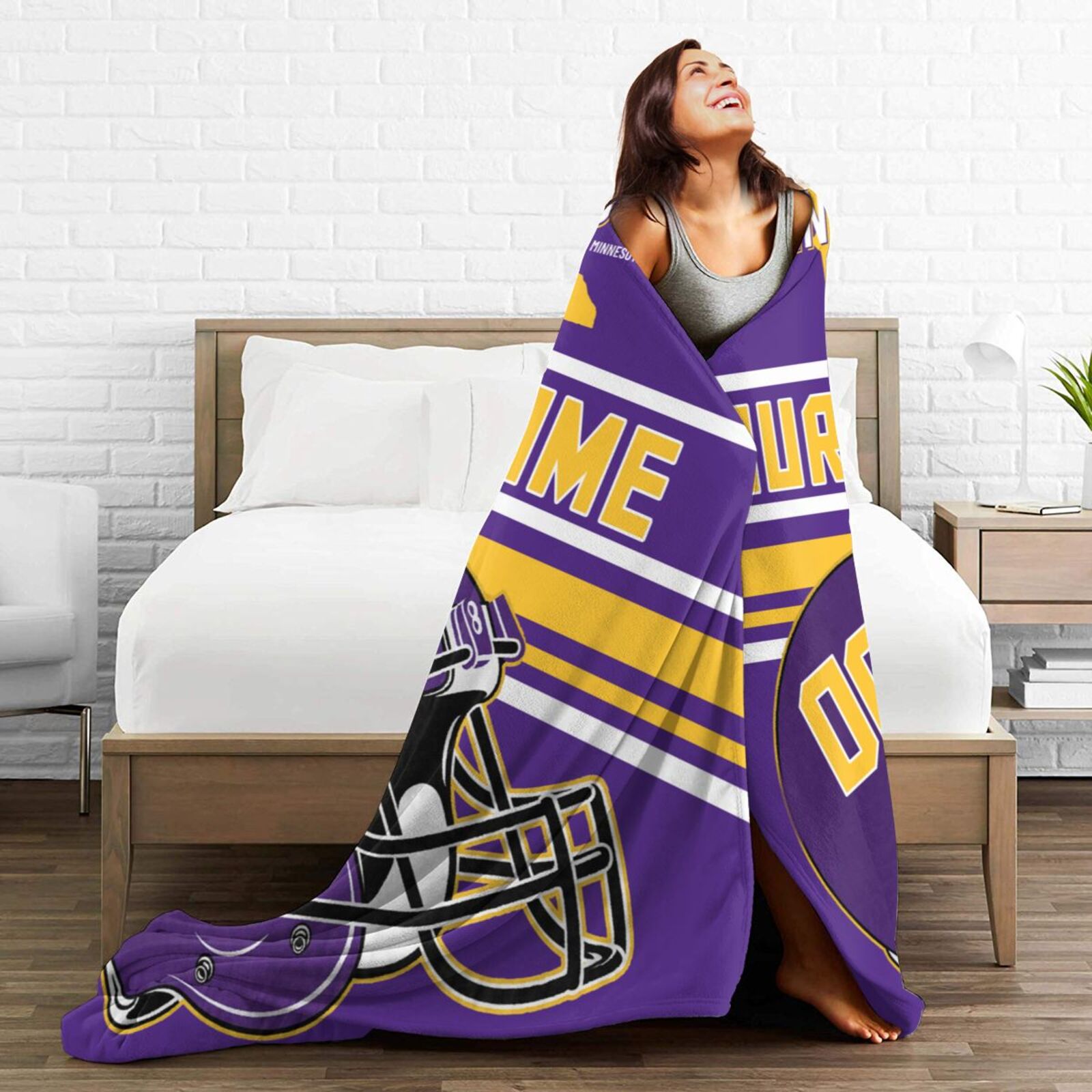 Custom Football City Map Minnesota Fleece Throw  Blanket Name Number for Fans Gifts