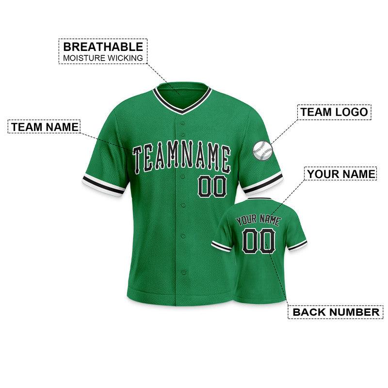Custom Green Black-White Authentic Baseball Jersey-1