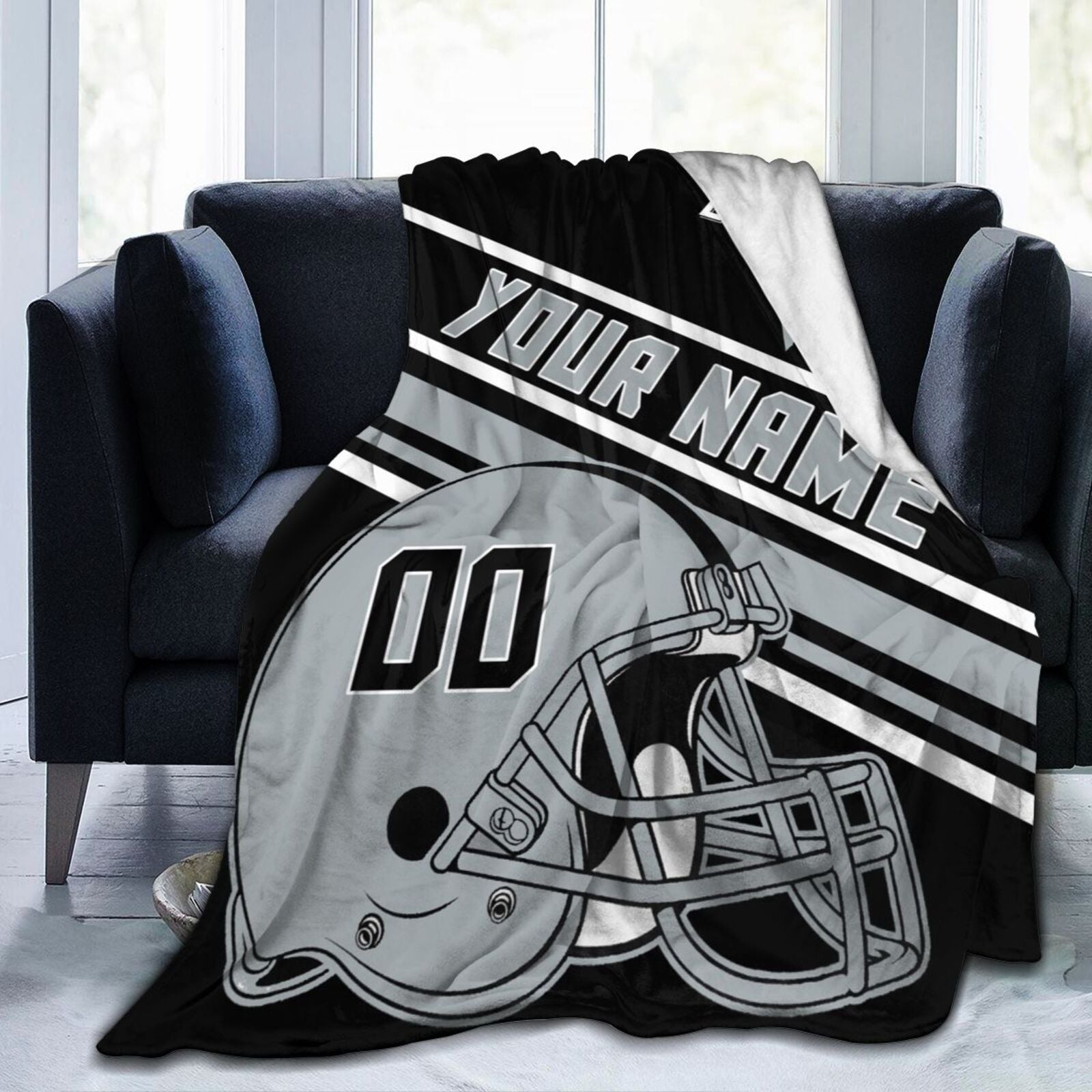 Custom Football City Map Las Vegas Fleece Throw Blanket Name Number for Fans Gifts