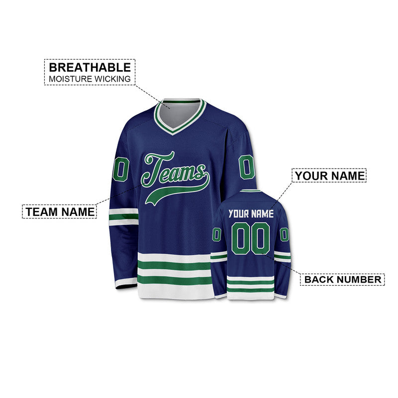 Custom Royal Green-White Authentic Hockey Jersey