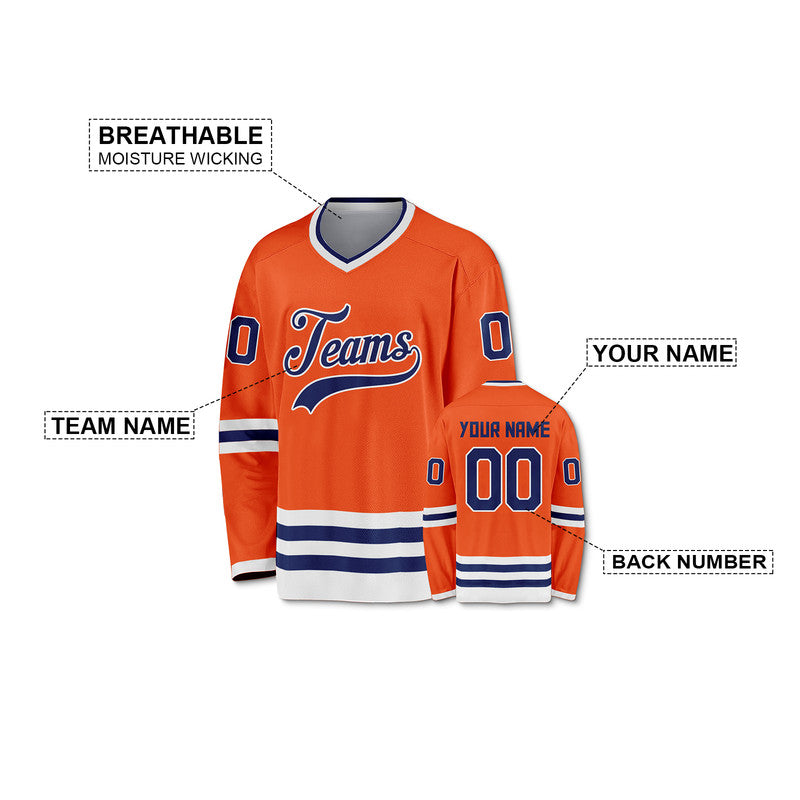 Custom Orange Royal-White Authentic Hockey Jersey