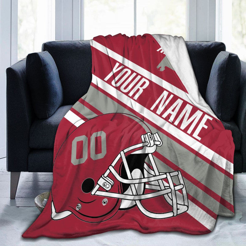 Custom Football Alabama Fleece Throw Blanket With Name Number for Fans Gifts