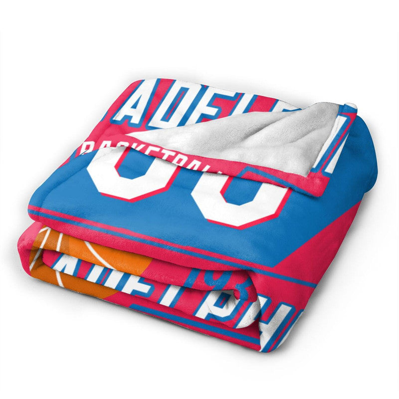 Custom Basketball Philadelphia  Fleece Throw Blanket With Name Number for Fans Gifts