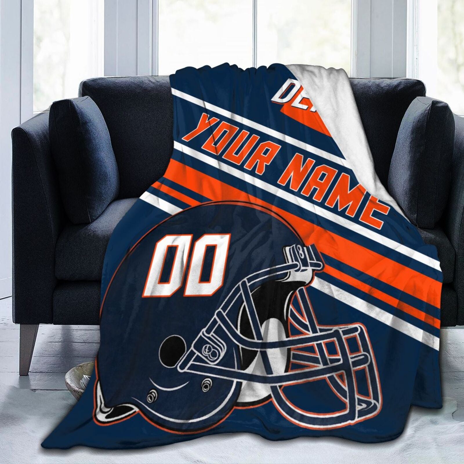 Custom Football City Map Denver Fleece Throw Blanket Name Number for Fans Gifts