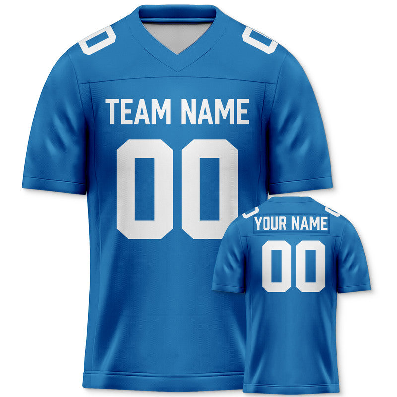 Custom Blue White Mesh Authentic Football Jersey1