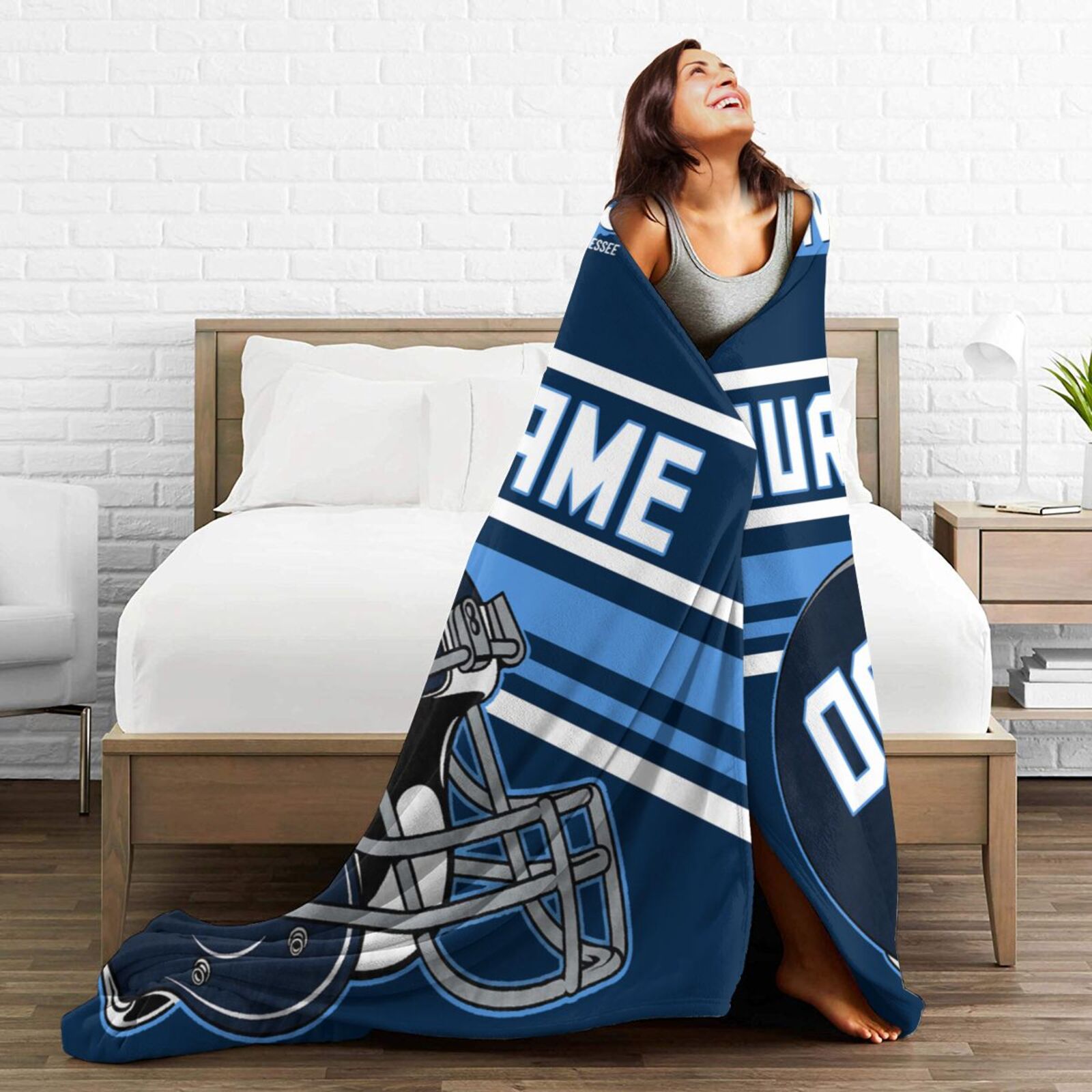 Custom Football City Map Tennessee Fleece Throw Blanket Name Number for Fans Gifts