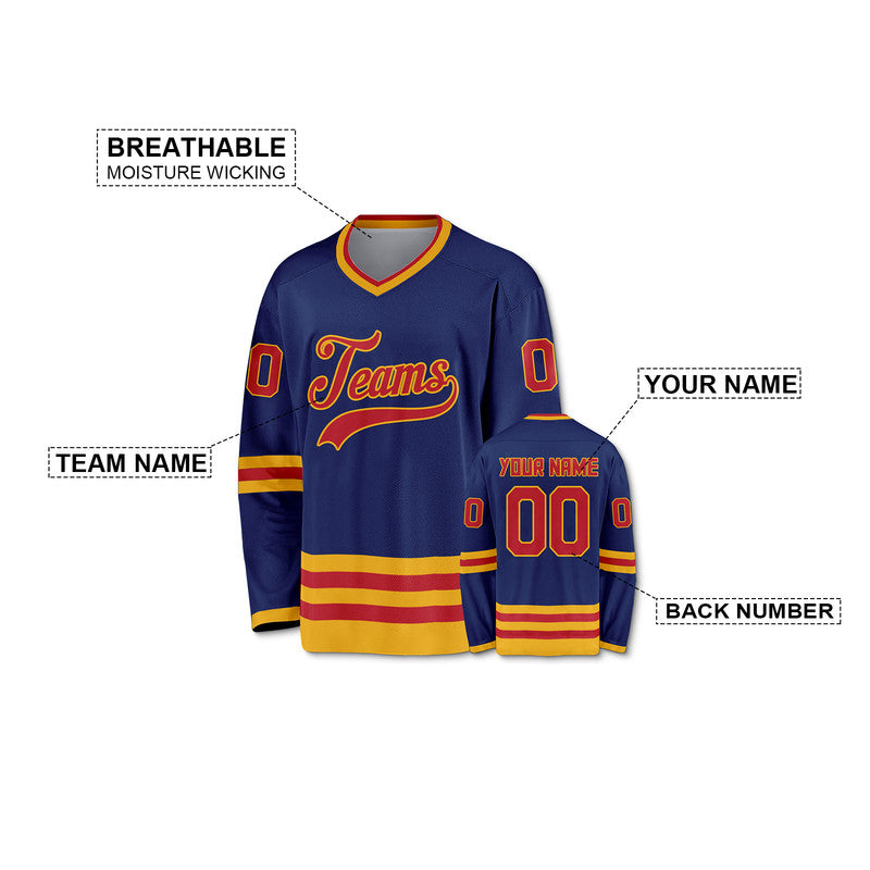 Custom Royal Red-Gold Authentic Hockey Jersey