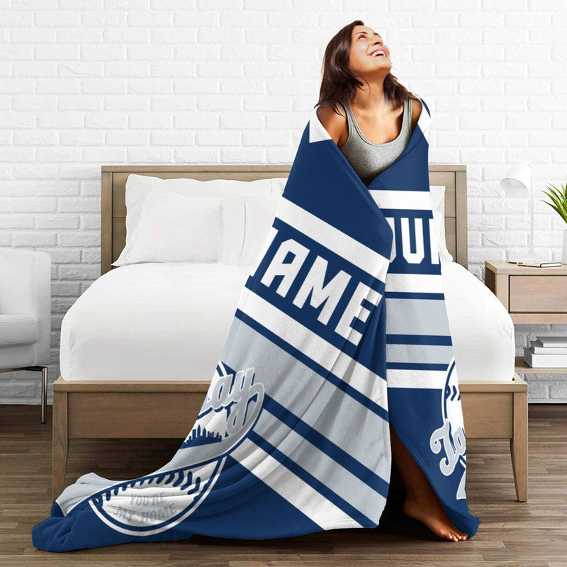 Custom Baseball Tampa Bay Fleece Throw Blanket With Name Number for Fans Gifts