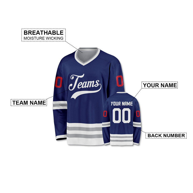 Custom Royal White-Gray Authentic Hockey Jersey