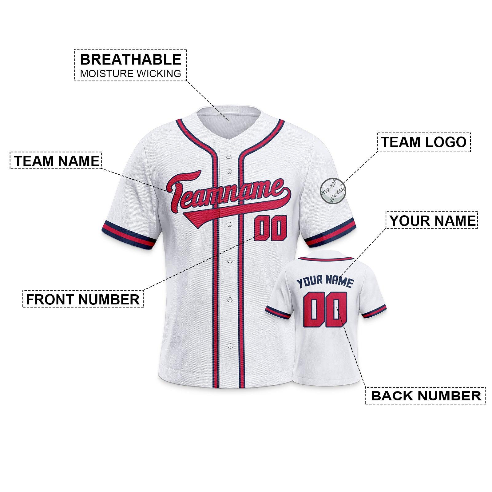 Custom White Red-Navy Authentic Classic Baseball Jersey
