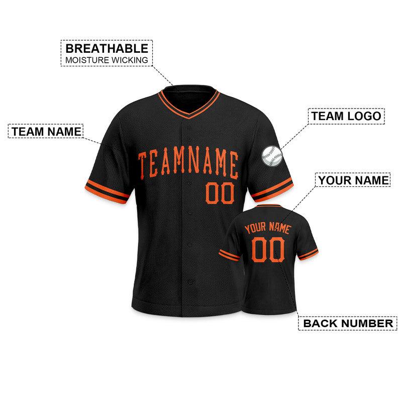 Custom Black Orange Authentic Baseball Jersey-1