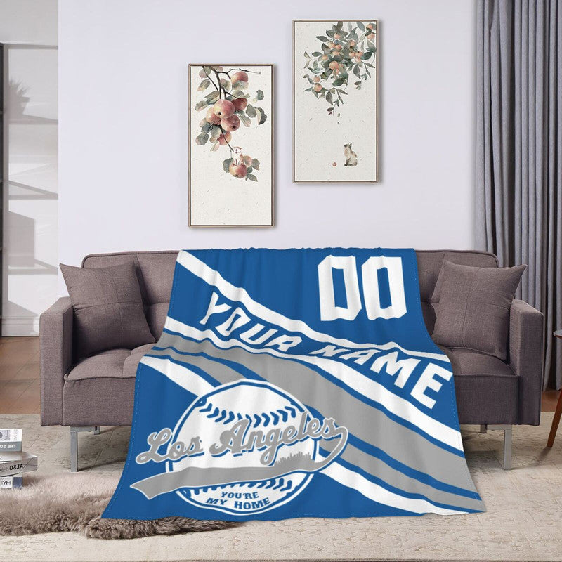 Custom Baseball Los Angeles Fleece Throw Blanket With Name Number for Fans Gifts1