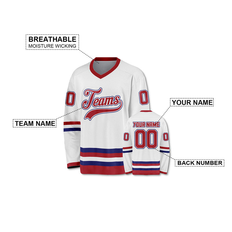 Custom White Red-Royal Authentic Hockey Jersey