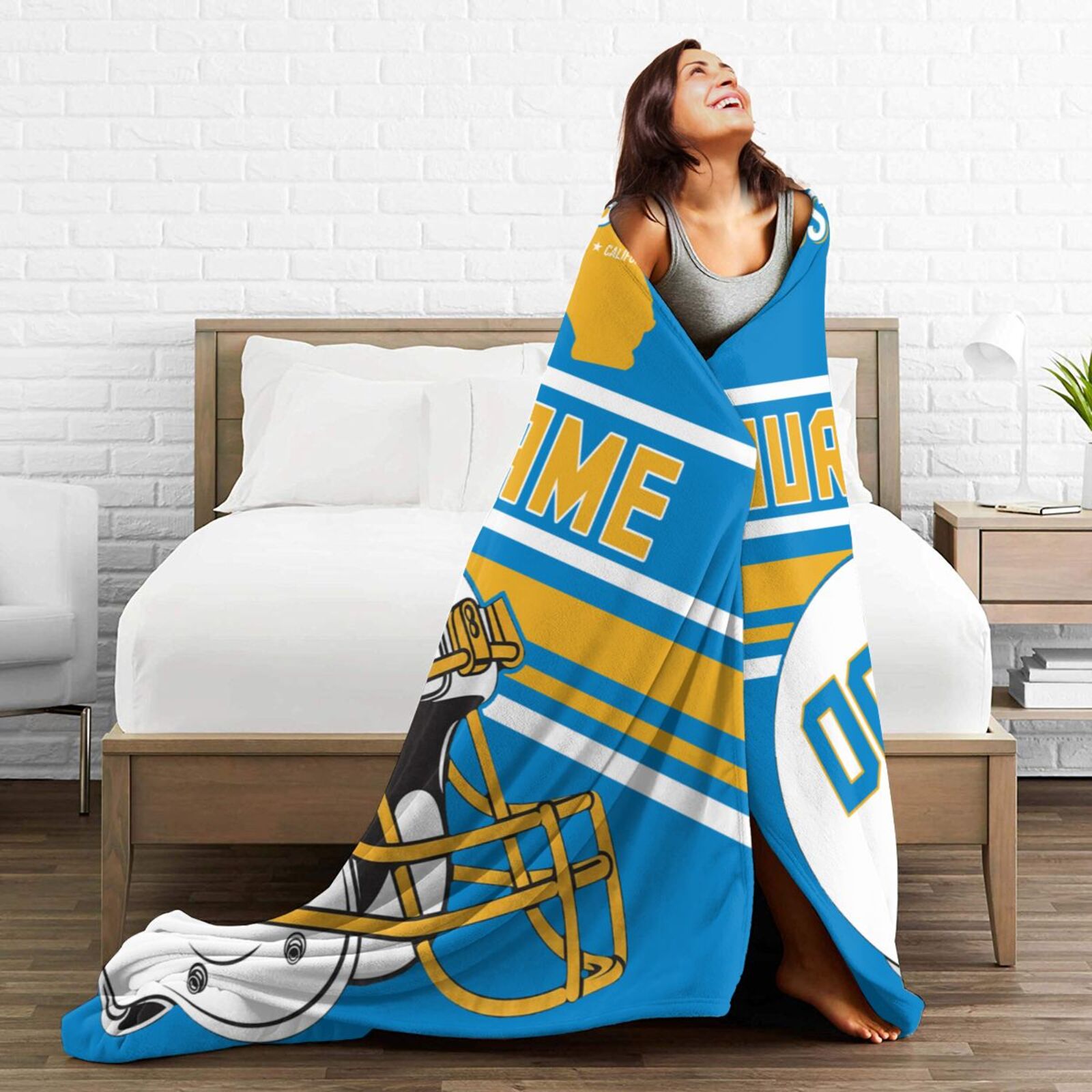 Custom Football City Map Los Angeles Blanket Fleece Throw Name Number for Fans Gifts