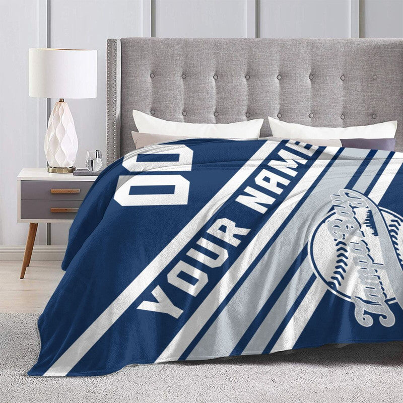 Custom Baseball Tampa Bay Fleece Throw Blanket With Name Number for Fans Gifts