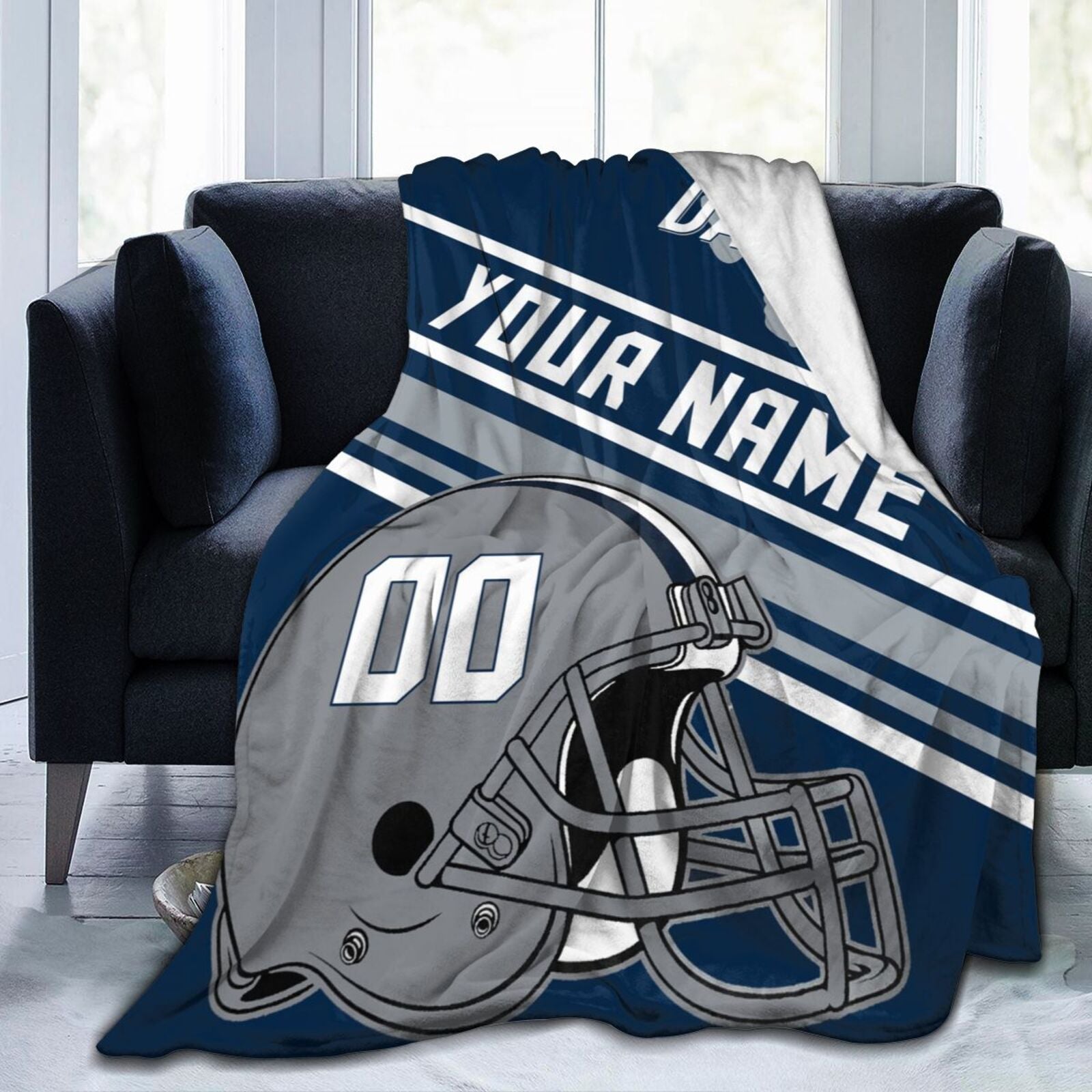 Custom Football City Map Dallas Fleece Throw Blanket Name Number for Fans Gifts