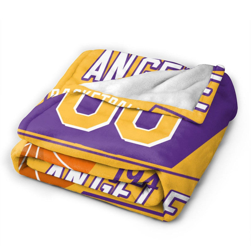 Custom Basketball Los Angeles Fleece Throw Blanket With Name Number for Fans Gifts