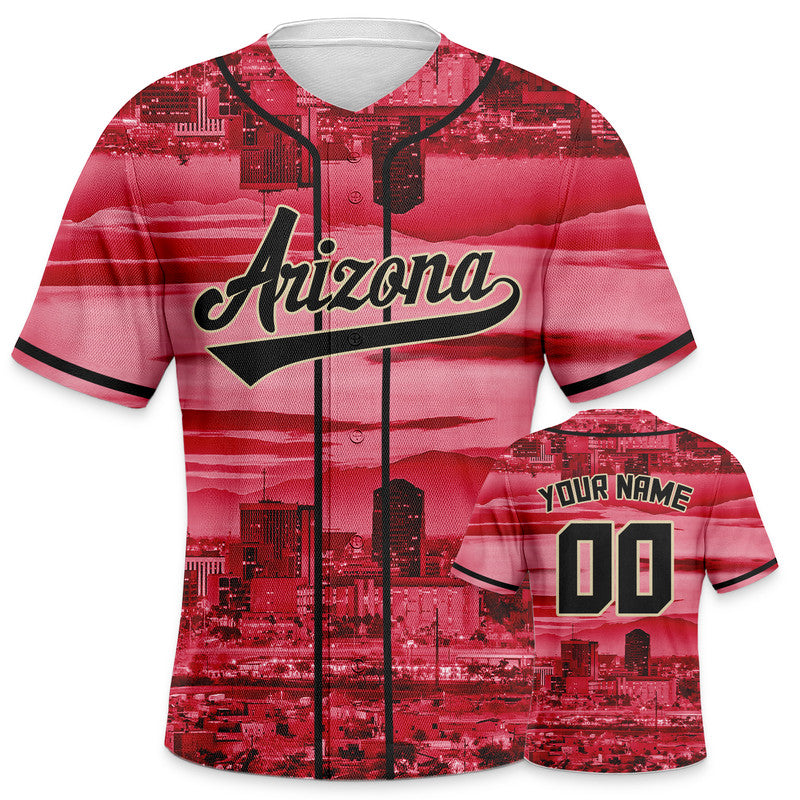 Custom 3D Night View Red Black Authentic Baseball Silhouette Jersey