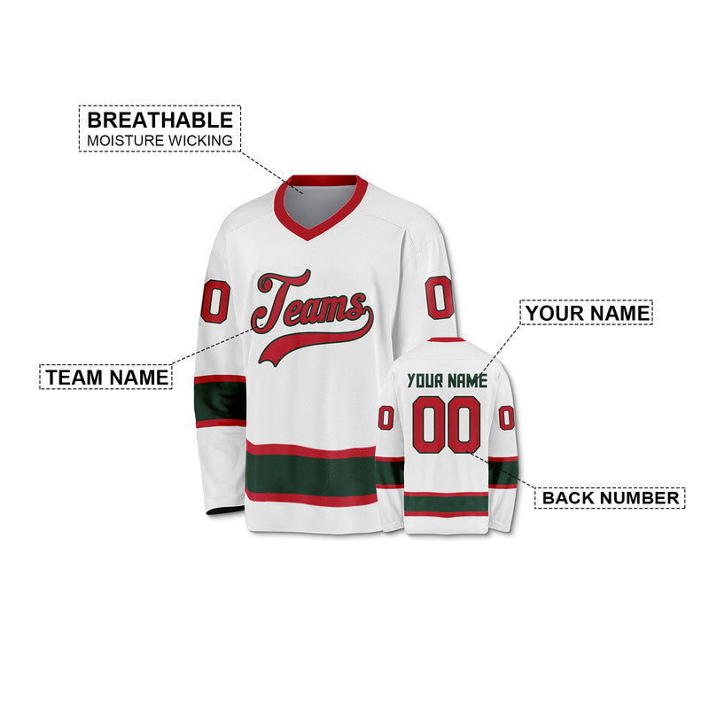 Custom White Red-Aqua Authentic Hockey Jersey