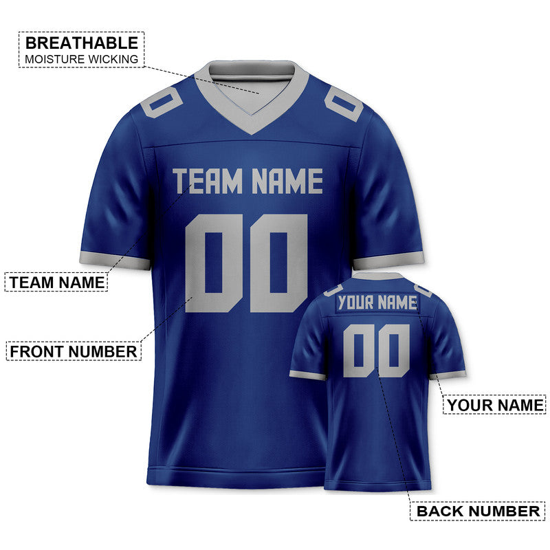 Custom Royal Gray Mesh Authentic Football Jersey