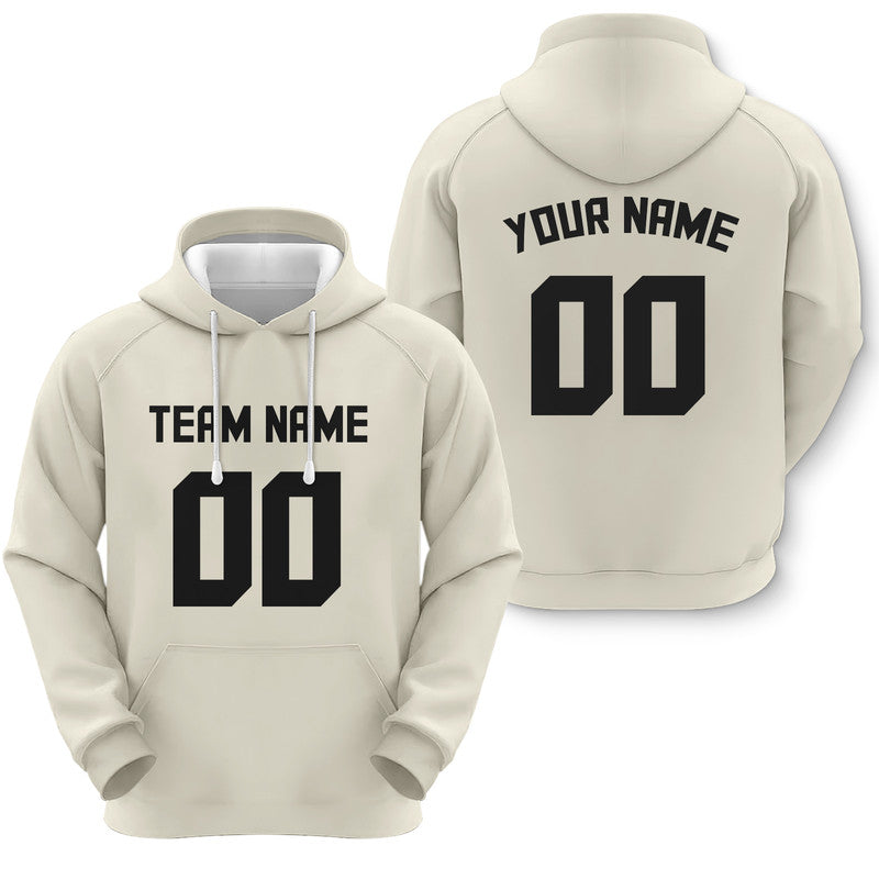 Custom Cream Black Sports Pullover  Sweatshirt Football Hoodie