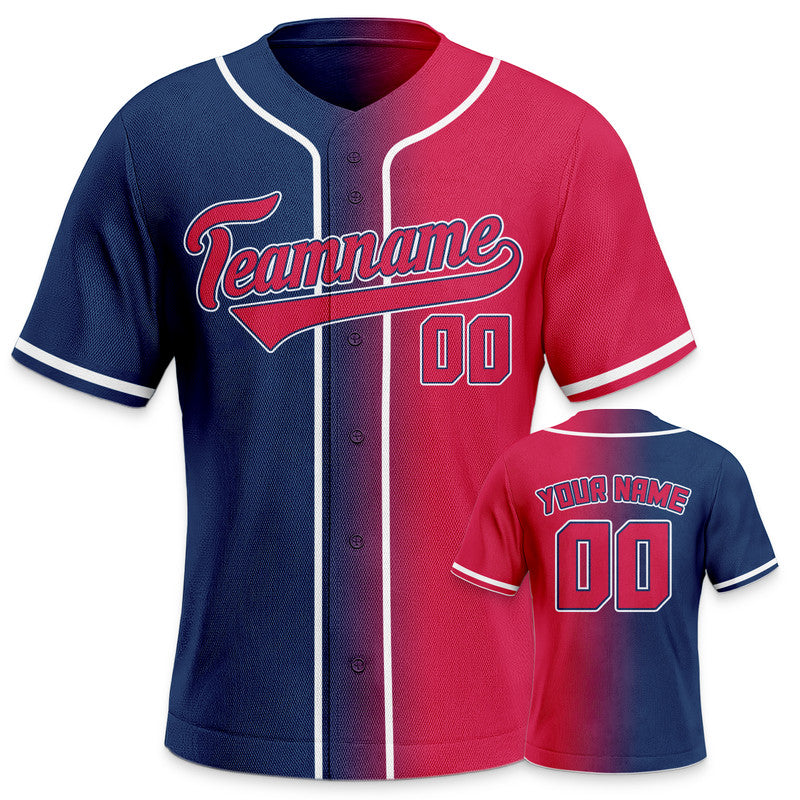 Custom Royal Red-White Authentic Split Fashion Baseball Jersey